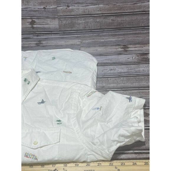 Ralph Lauren Men's Shirt Sleeve Button Down Hawaiian Aloha‎ White Size L - Picture 7 of 7